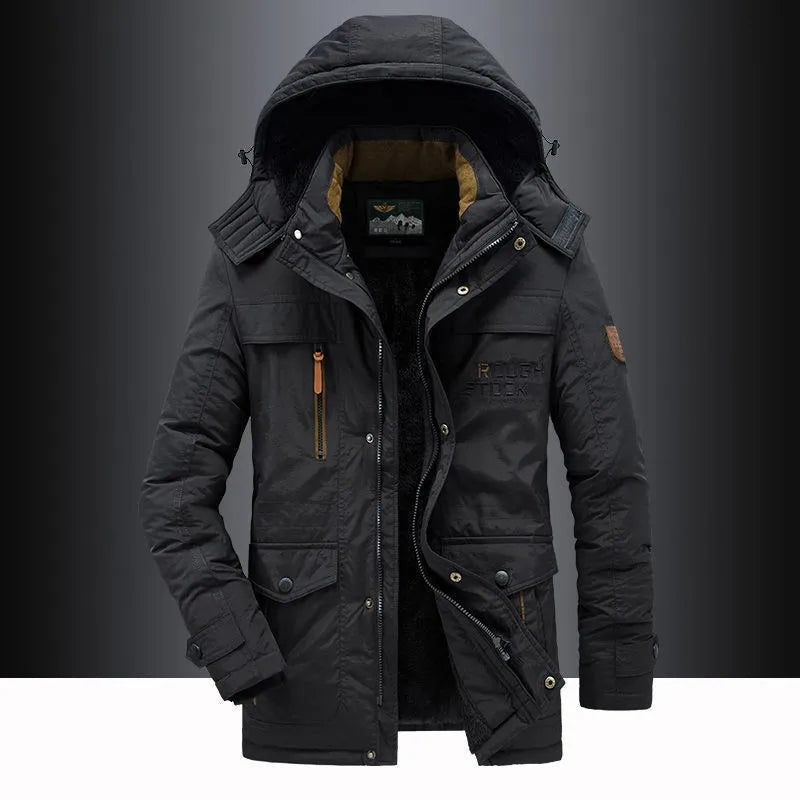 Men's tactical coat jacket knee length durable windproof autumn and winter casual daily wear trendy and versatile men's coat
