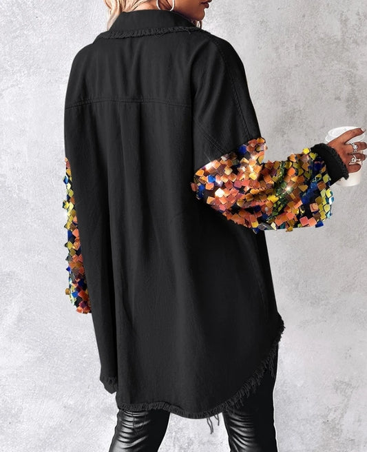 Starlash Sequin Contrast Shacket