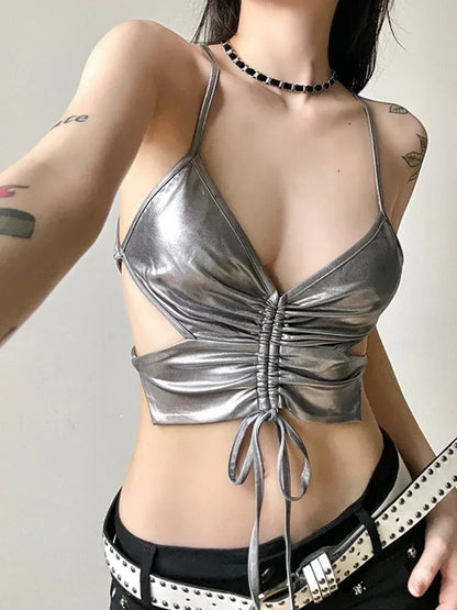 WINGCODE Butterfly Halter — Backless Tie-Back Crop