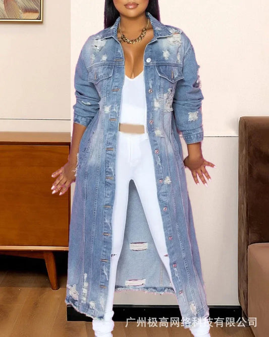 Edgecut Longline Denim Coat