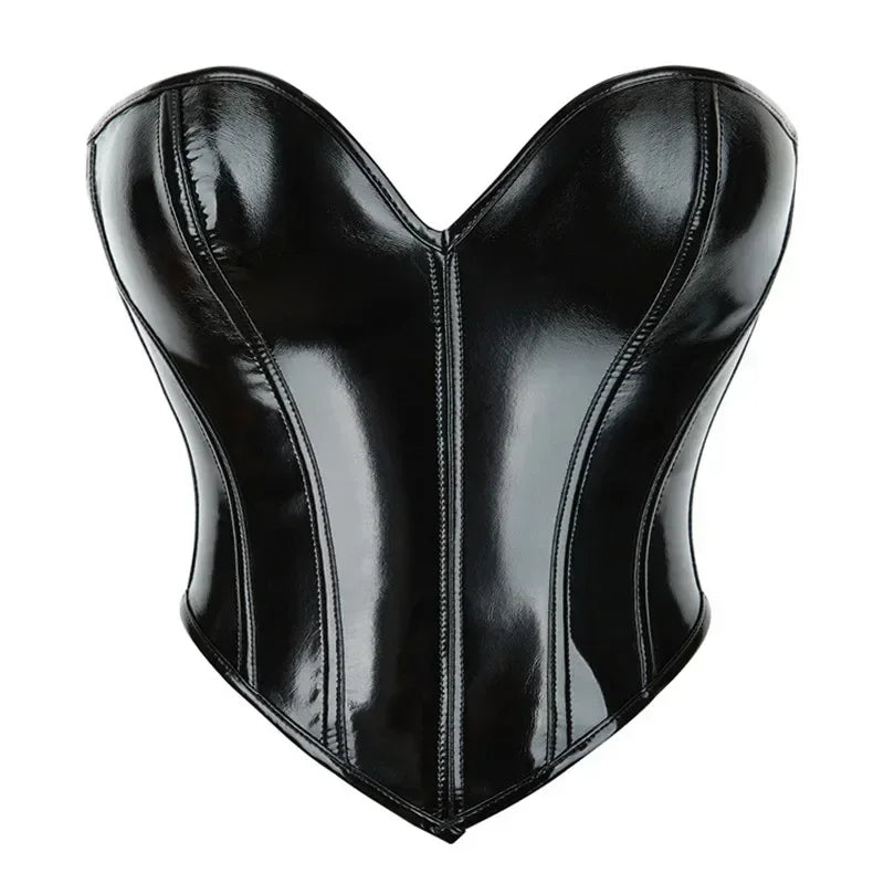 ShinyCharm™ Black PVC Leather Bustier Corset Crop Top