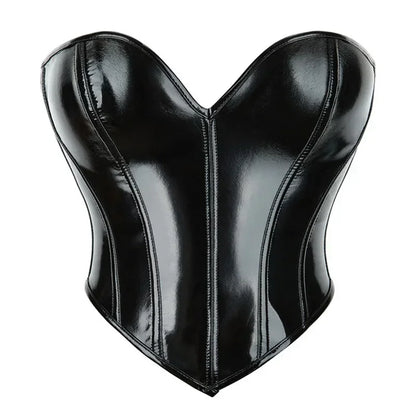 ShinyCharm™ Black PVC Leather Bustier Corset Crop Top