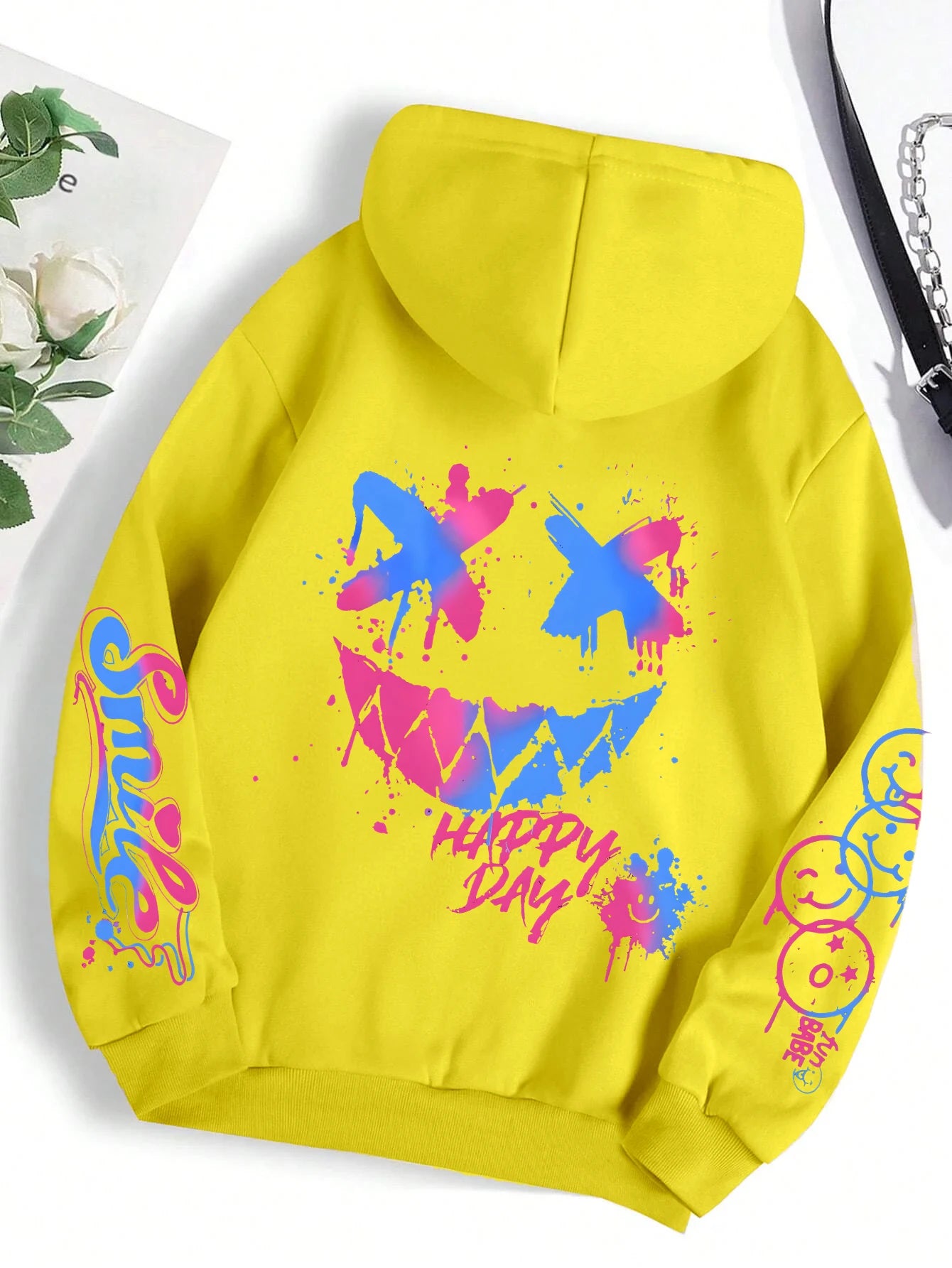 HAPPY//DAY Graffiti Hoodie – Women's Vintage Hip Hop Streetwear