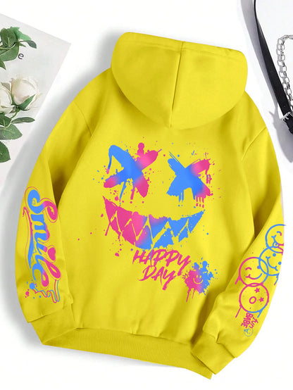HAPPY//DAY Graffiti Hoodie – Women's Vintage Hip Hop Streetwear