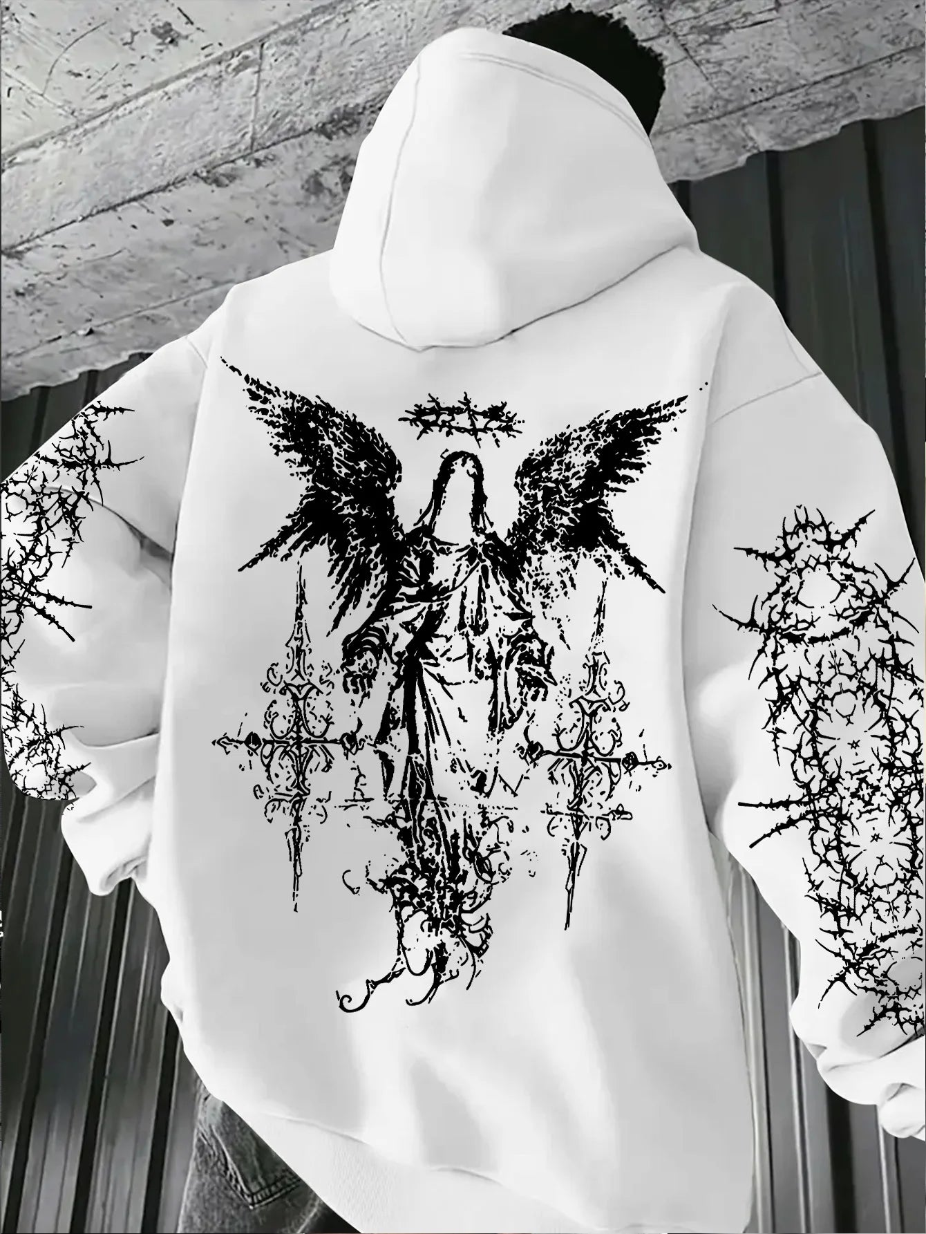 ANGEL//FALL Gothic Hoodie – Men’s Darkwear Street Layer for Autumn & Winter