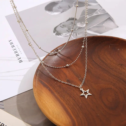 Celestial Drift – Multilayer Star & Moon Necklace Set