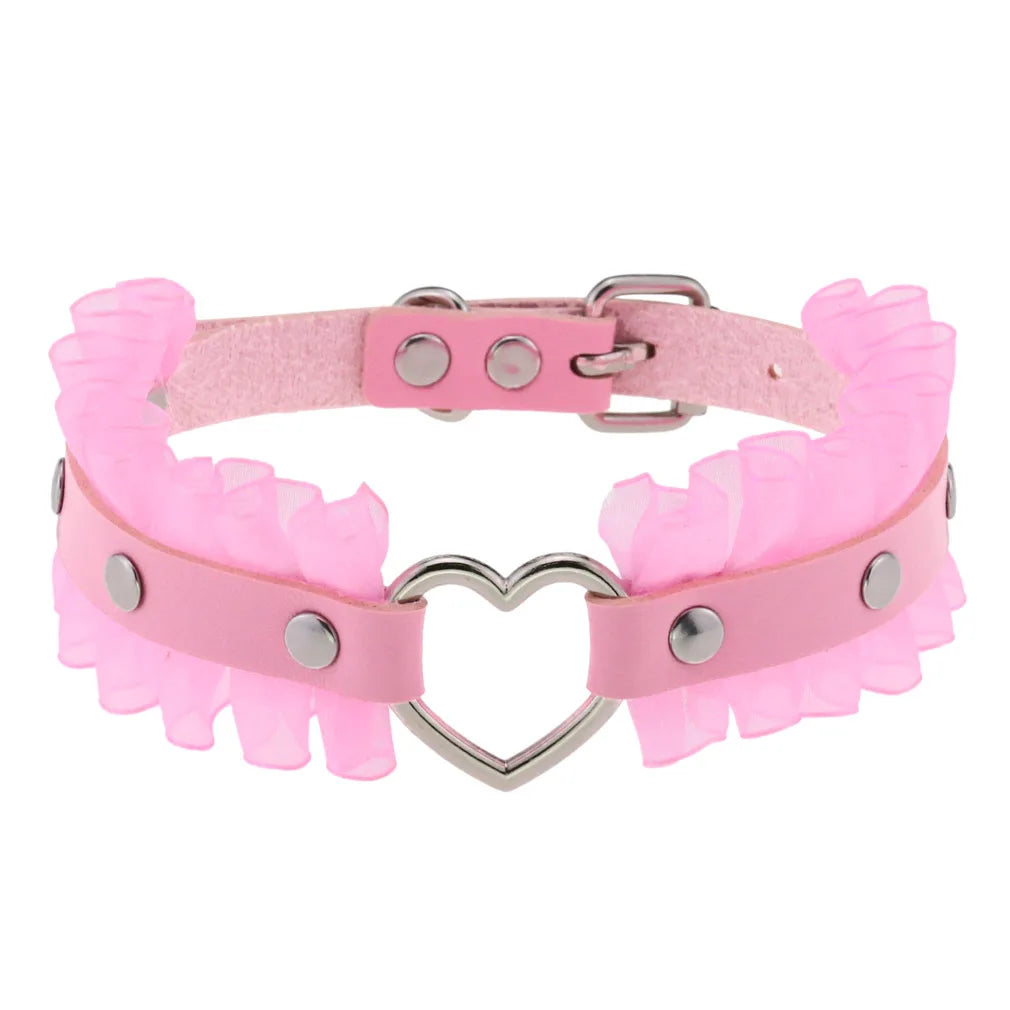 Pink Spike Rivet Choker – Gothic Punk Statement