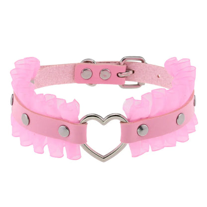 Pink Spike Rivet Choker – Gothic Punk Statement