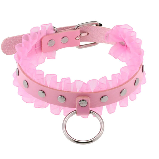 Pink Spike Rivet Choker – Gothic Punk Statement