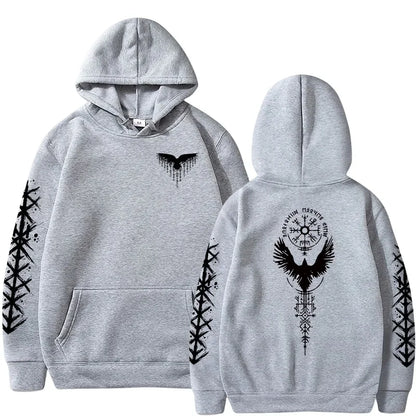 VÆRTEX//Y2K Viking Raven Hoodie – Urban Winter Streetwear