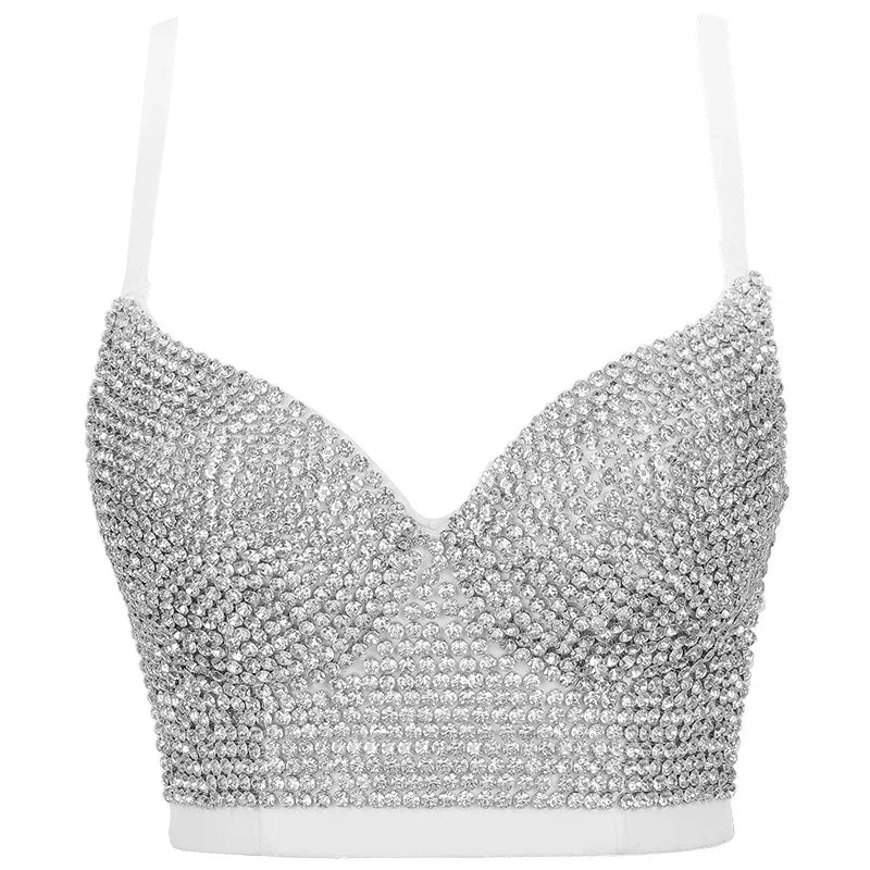 DiamondShine™ Y2K Sequin Push-Up Crop Top