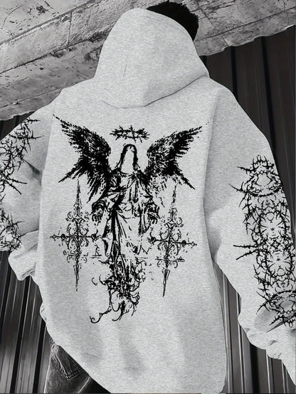 ANGEL//FALL Gothic Hoodie – Men’s Darkwear Street Layer for Autumn & Winter