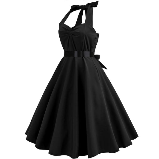 RetroVibe Halter Party Dress