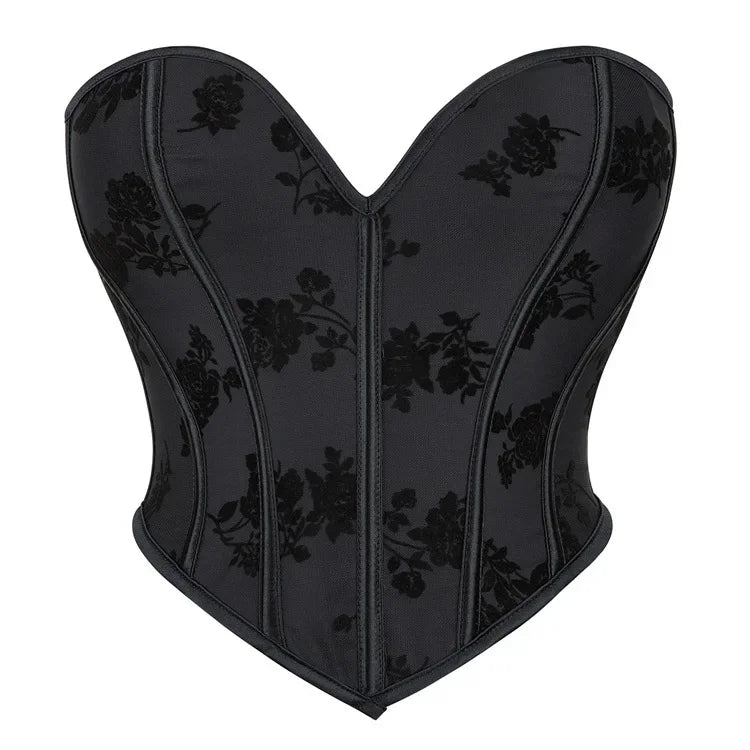 EleganceLace™ Overbust Corset Crop Top with Push-Up Design