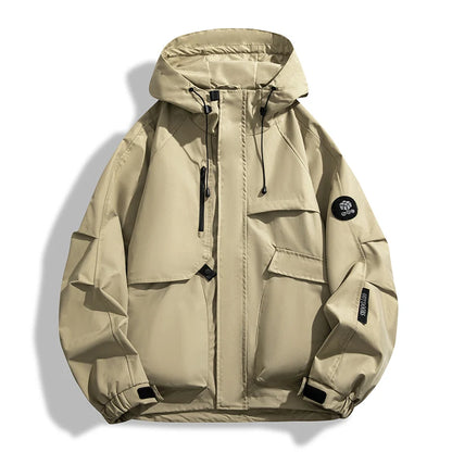 Outdoor Windproof Hooded Jacket 2025 New Sports Waterproof Jacket Casual Zipper Jacket Functional Casual Work Fashionable Coat