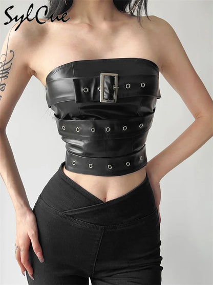 ShadowCore Wrap Vest – Matte Black Chest Belt Crop for Bold Looks