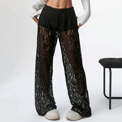 Laceveil Straight-Leg Pants