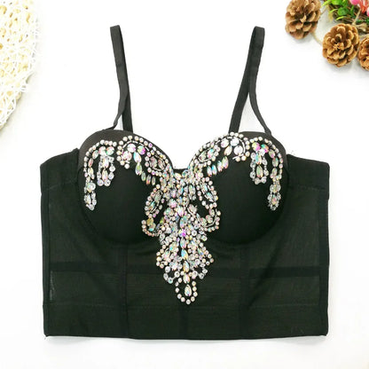 DiamondShine™ Y2K Sequin Push-Up Crop Top