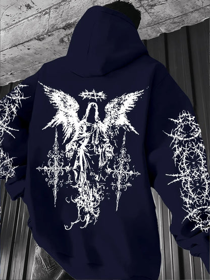 ANGEL//FALL Gothic Hoodie – Men’s Darkwear Street Layer for Autumn & Winter