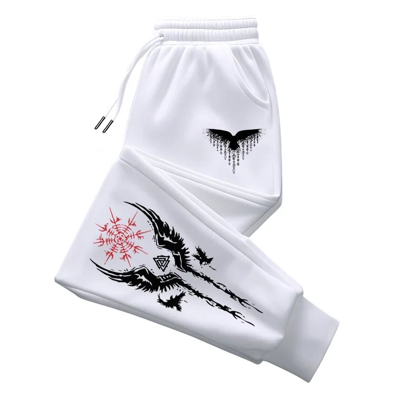 Runestone Drift - Vintage Viking Print Jogger Sweatpants