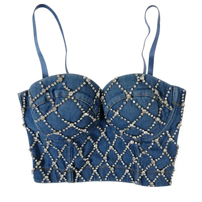 DiamondShine™ Y2K Sequin Push-Up Crop Top