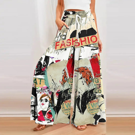 Grafflow Belted Wide-Leg Pants
