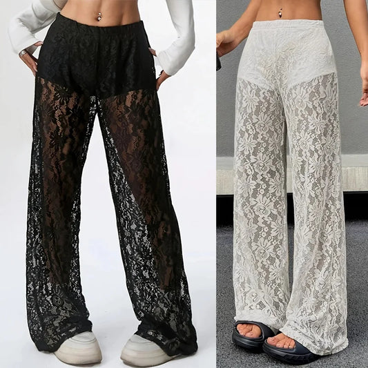 Laceveil Straight-Leg Pants