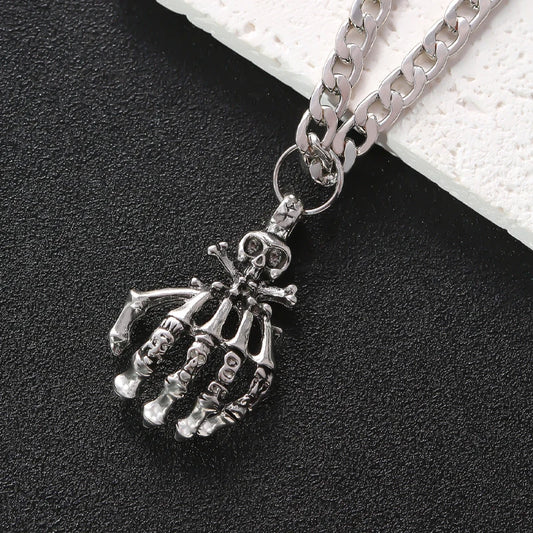 Bone Crypt – Gothic Skull Pendant Necklace Unisex