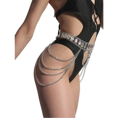 CrystalGlow Belly Chain – Festival Waist Jewelry for Rave Queens