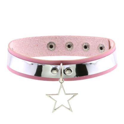Pink Spike Rivet Choker – Gothic Punk Statement