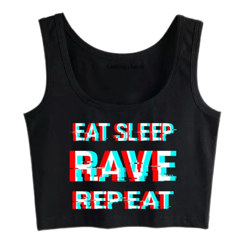 REPEAT MODE Crop Tank — Eat Sleep Rave Repeat