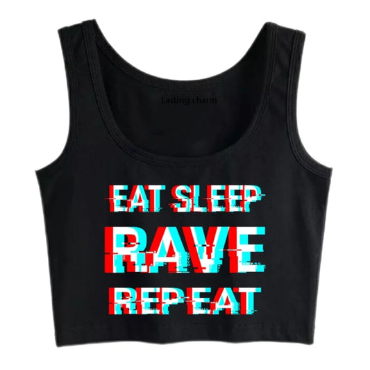 REPEAT MODE Crop Tank — Eat Sleep Rave Repeat