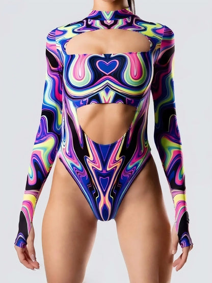 NEON SHADOWS//GOTH Jumpsuit – Cyberpunk Gothic Colorful Party Bodysuit