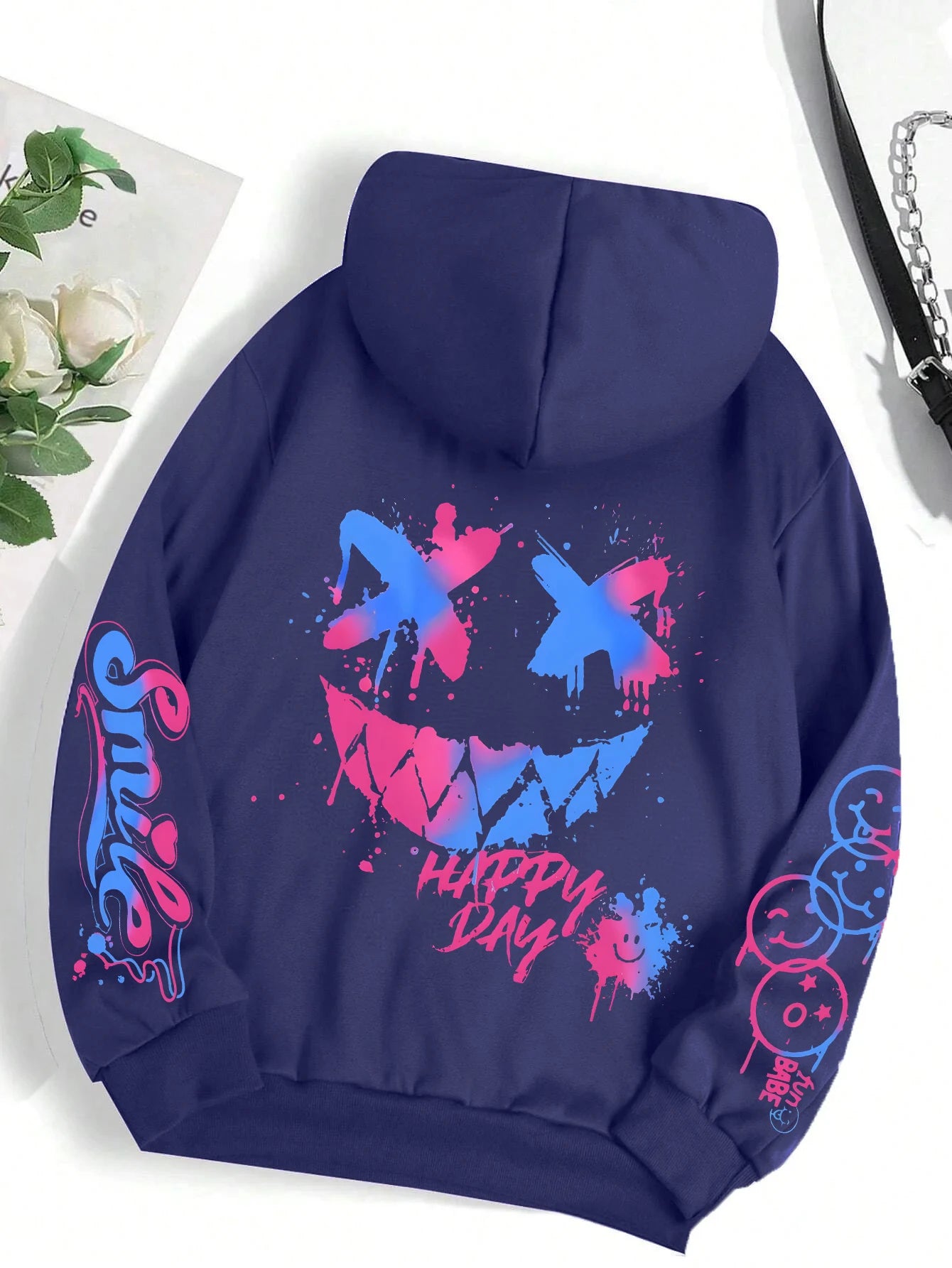 HAPPY//DAY Graffiti Hoodie – Women's Vintage Hip Hop Streetwear