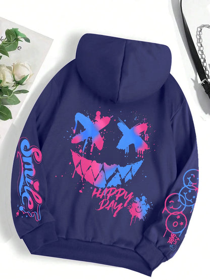 HAPPY//DAY Graffiti Hoodie – Women's Vintage Hip Hop Streetwear