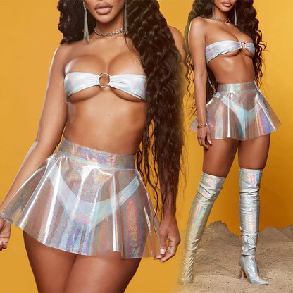 PHANTOM Pleat PVC Mini — High-Waist Sheer