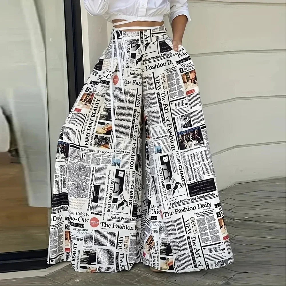 Grafflow Belted Wide-Leg Pants