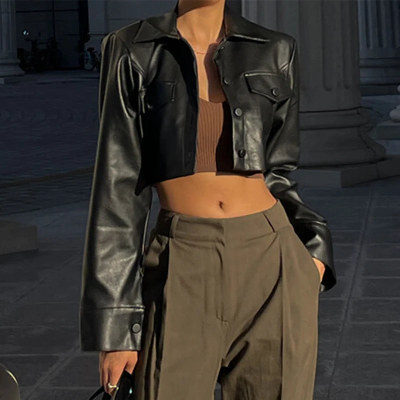 Volt Collar PU Short Jacket