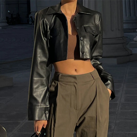 Volt Collar PU Short Jacket