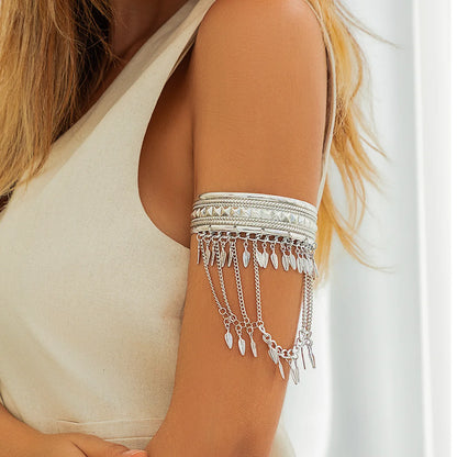 GoldenTribe Armlet – Festival Cuff with Coins & Leaf Tassels