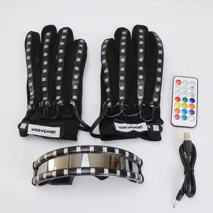 Neon Pulse LED Glow Gloves & Color-Changing Glasses Set