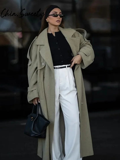 Midnight Trench Double-Breasted Coat