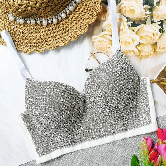 DiamondShine™ Y2K Sequin Push-Up Crop Top