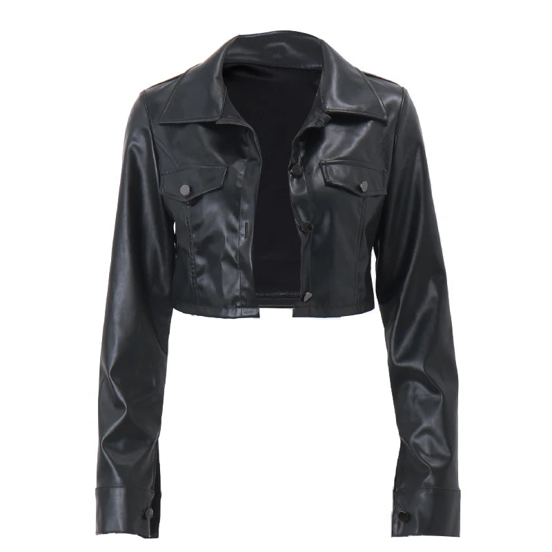 Volt Collar PU Short Jacket