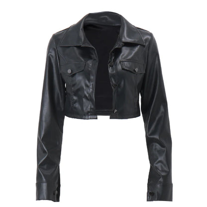 Volt Collar PU Short Jacket