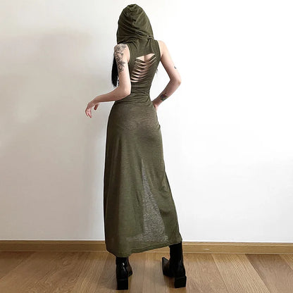 DesertGhost Hooded Midi Dress