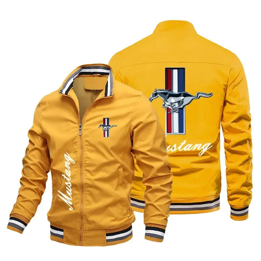 "UrbanVibe" Men’s Statement Coat – Large Logo, Detachable Hood, Loose Spring Outerwear