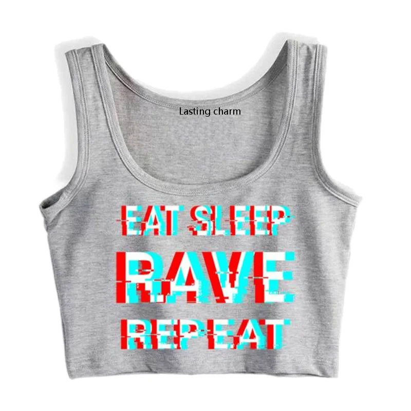 REPEAT MODE Crop Tank — Eat Sleep Rave Repeat