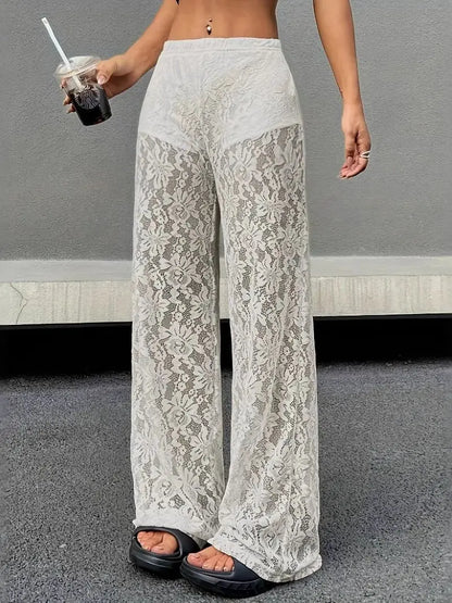 Laceveil Straight-Leg Pants
