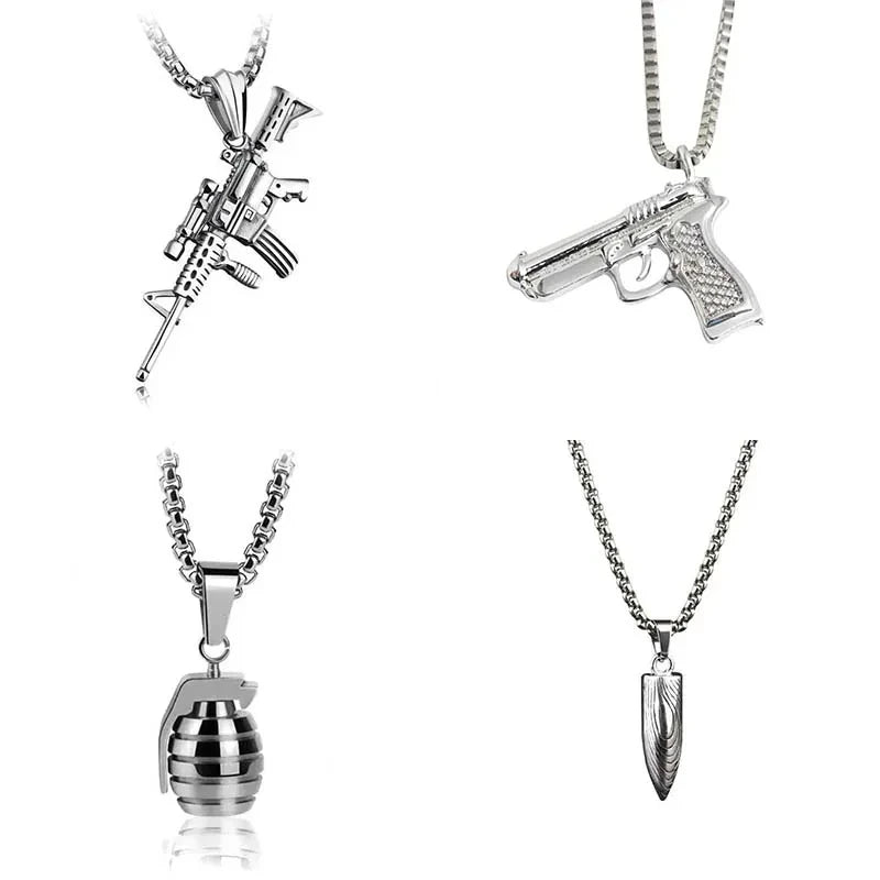 Grenade Flux – Double-Tone Punk Pendant Necklace